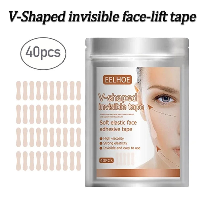 "Instant Face Lift: 40/80Pcs/Set Invisible Tapes for Fox Eyes Shape, V Face, and Facial Slimming - Achieve Youthful and Sculpted Look with Easy-To-Use Stickers - Ultimate Face Care and Skin Care Tools"