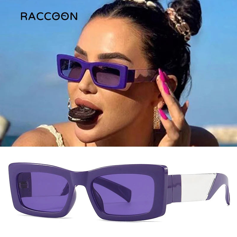 Vintage Small Rectangle Gradient Sunglasses Women 2023 New Fashion Brand Purple Frame Square Sun Glasses Female Elegant Shades